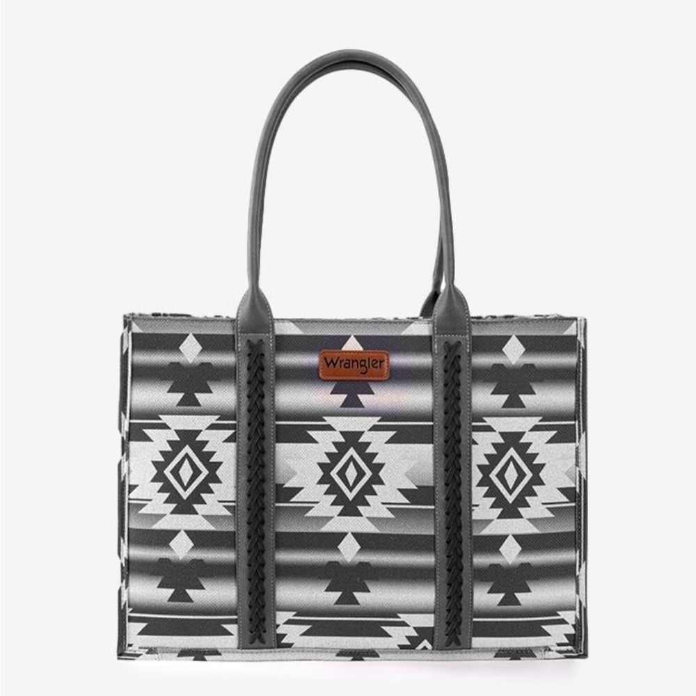 Wrangler Black and White Geometric Tote
